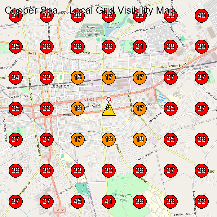 Cooper Spa GeoGrid visibility map for Cabinet Maker in Annville